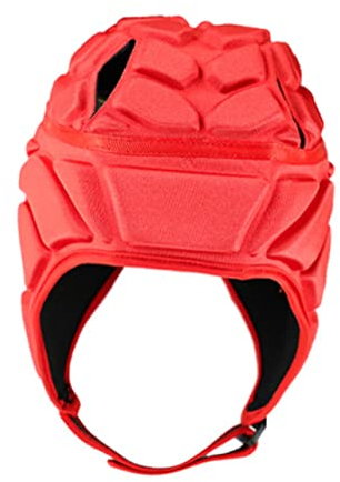 Sosoport Roter Rugby Chefwache Helm mit Eva Material Atmungsaktivem Design und Präziser Passform als Torwarthelm für Fußball Hockey und Rollschuhsport