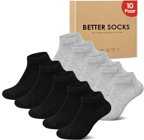 IceReco 10 Paia Calze Uomo Corte Sportive Calzini Donna Estivi Cotone Corti Calza Sportivi Fantasmini Running Invisibili Trekking Tennis Calzini Elastiche 47-50 Nero Nere Neri Grigio