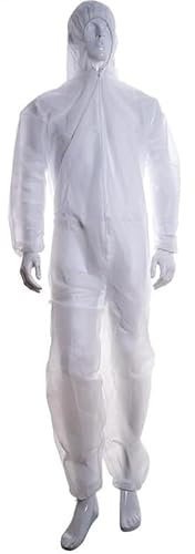 Confezione da 10 pezzi tuta monouso cappuccio taglia 4XL bianco. Protezione per Cliniche, Laboratori, fabbriche, Veterinari, Fattorie, Fai da te…, bianco, M
