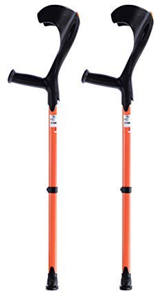 HIARAN Gehstock, Unterarmgehstützen, 1 Paar – leichte Armmanschettengehstütze – verstellbar, ergonomisch, strapazierfähig für normal große und große Erwachsene – bequem, grau (orange) Lucky Star