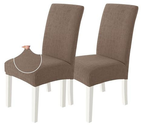 Ystyle Stolöverdrag 2 Stycken, Stretch Stolskydd Matstolsöverdrag, Elastiskt överdrag För Modern Matstol, Avtagbart Tvättbart Stolsöverdrag, Stol Skydd För dekorativa matstolar, Ljus Kaffe