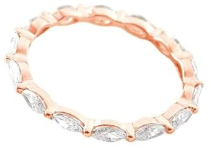 Skcess 14 Karat Roségold Verlobungsring Weiß Moissanit Marquise, Trauringe mit Marquise-Moissanit Ring Damen Größe 60 (19.1)
