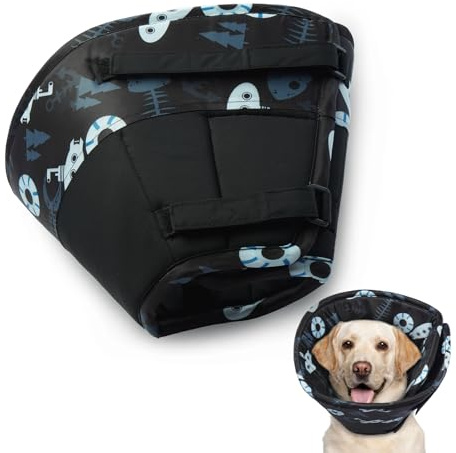 Hjumarayan Halskrause Hund Weich - Hundekragen Leckschutz, Schutzkragen Hund Wasserdicht Kragen nach OP, Leicht Trichter Verhinderung von Wunden Leckt oder Kratzt (Schwarz M)
