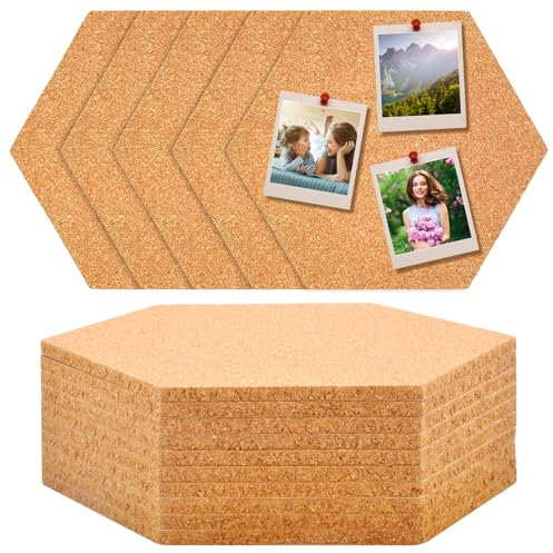 HENGBIRD 10 Stück Pinnwand Kork, Sechseckige Korkplatte Selbstklebend, Korkwand Pinnwand Pinwand Korktafel, Kork Pinnwand Korkplatten Cork Board Wird Notizen, Aufhängen von Fotos, Bilder, Zimmer Deko