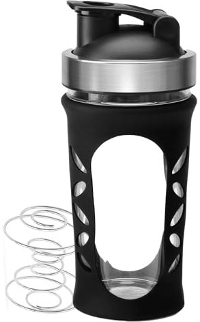 Tilcore Bouteille Shaker en Verre pour Mélanges de Protéines et Shakes – 635 ml (20 oz), sans BPA, Etanche et Durable – Shaker Proteine en Verre pour la Salle de Sport, Mixeur de Résistant