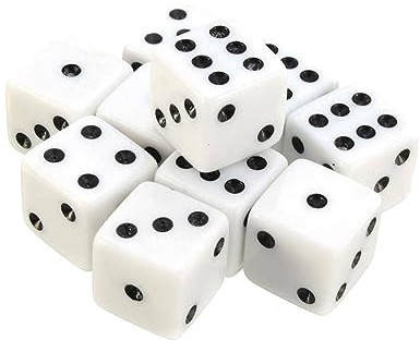 Veesper 100 Pezzi da Dadi Bianchi da 8 mm Set di Dadi Bianchi con Punti Neri cubi da Gioco da Date a 6 da Faccia a 6 Lati per Le Forniture per Le Forniture per Feste