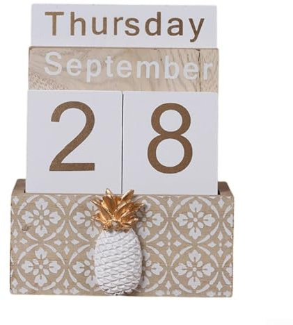 Holzkalender Tischkalender Schreibtischkalender Ewige Kalenderblöcke - Holz Desktop Kalender für Home Office Schreibtisch Dekorationen (B)