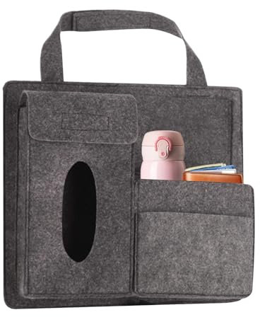 Wisylizv Auto-Organizer für Rücksitz, Filz-Tücherhalter, Autositz-Organizer, mehrere Taschen, Autositz-Aufbewahrungsbox, Auto-Tragetasche für Müll, Reisen, Snacks, Spielzeug, Taschentücher