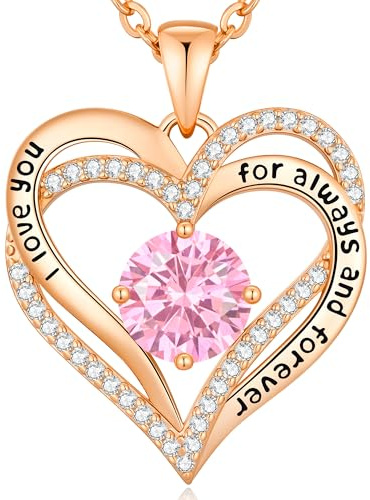 CDE Necklaces for Women Birthstone Pendant Sterling Silver Love Heart | Jewellery Gifts for Wife Her Girlfriend Mum Anniversary Birthday Mothers Day Christmas Valentine's Day
