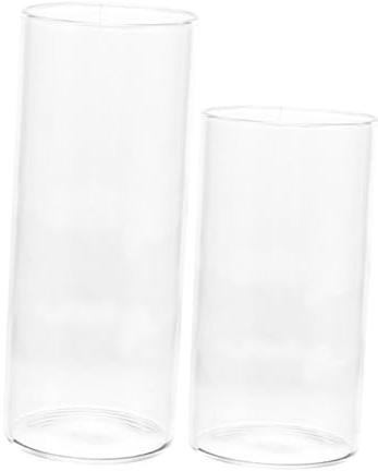 QUMIIRITY 2pièces Verres Bougeoirs Cylindriques Verre Transparent Abat-Jour Anti-Vent pour Bougies Flottantes Protection pour Flamme Chaude Et Douce Décoration Romantique pour Fêtes Et Intér