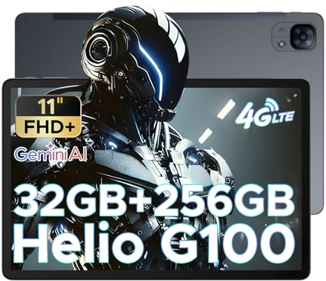 Tab E3 Tablet 11 Zoll, Helio G100 Octa Core 32GB RAM+256GB ROM 2TB, 90Hz FHD+ Gemini AI Tablets, Android 15 Tablet mit SIM Card Slot, Dual 4G SIM+5G WiFi, 8000mAh, 3,5mm Audio/GPS/Face ID/OTG