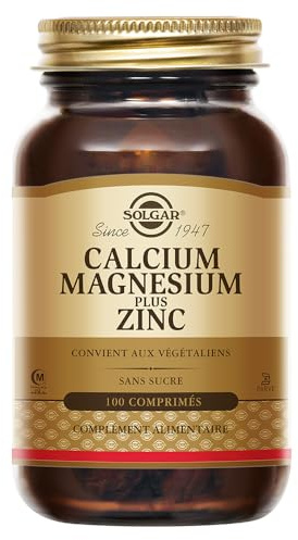 Solgar Calcium Magnésium Zinc - Os et Articulations - Fonction musculaire - Trio essentiel pour les os - Santé osseuse - Complément Alimentaire - Flacon de 100 comprimés