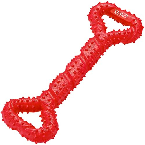 YES4QUALITY - Giocattolo da masticare per cani - 33 cm, rosso - Giocattolo a forma di osso resistente per masticatori aggressivi - Giocattolo di arricchimento mentale per tenere occupati i cani