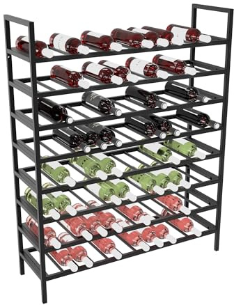 MetaloPro Étagère à Vin Jerez 96 Bouteilles - Casier à Vin Métal Noir, Grand Range Bouteilles Robuste, Meuble de Stockage Stable pour Cuisine Cave ou Bar, Design Industriel 125x100x30 cm