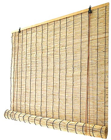 Natürlicher Bambus-Rollschirm, umweltfreundlicher Bambusvorhang für drinnen und draußen, vielseitiger Sonnenschutz für Terrasse/Balkon/Teestube, 130 x 200 cm