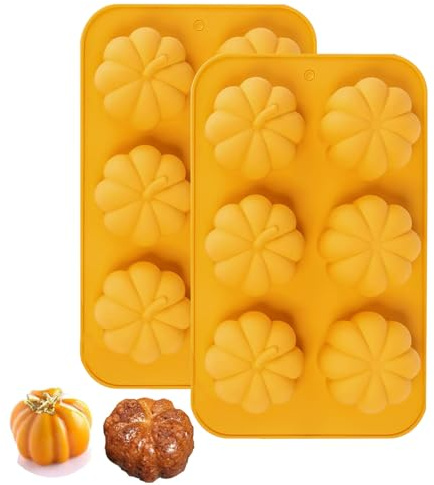 TAXTYHRE 2 Pièces Moule en Silicone 3D Citrouille, Thanksgiving Moule en Silicone Citrouille, Moules à Gâteau d'automne, pour Thanksgiving Halloween Noël Muffins Gâteau Chocolats