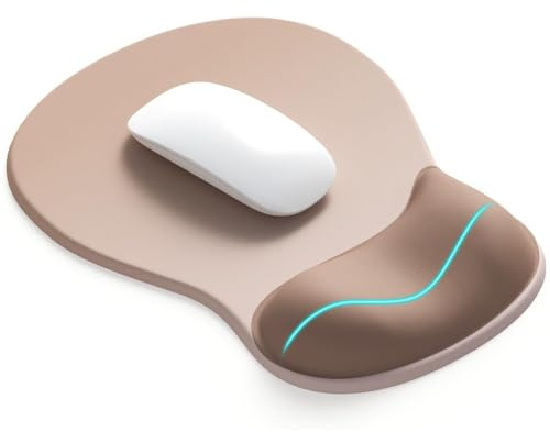 XFSRG Alfombrilla Ratón Ergonómica con Soporte para Muñeca de Gel Diseño Elegante para Oficina y Gaming Alfombrilla Escritorio Antideslizante para Uso Diario (Marrón)