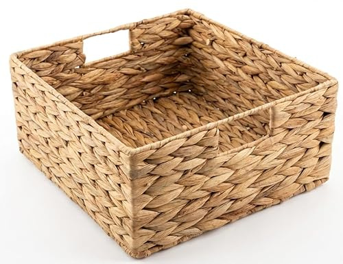 Panier de rangement durable en jacinthe d'eau - Tressé à la main - Compatible avec les étagères Kallax (demi compartiment) - 30 x 34 x 15 cm - Naturel