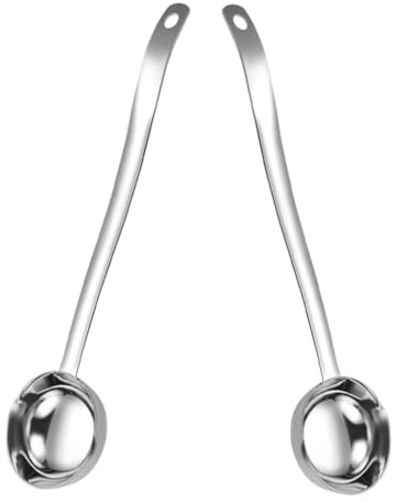 ROMISBABA 2 Pièces Kitchen long-handled soup spoon louche à soupe avec bec verseur louche acier inoxydable Souppe profonde sauteur inox acier inoxydable 304