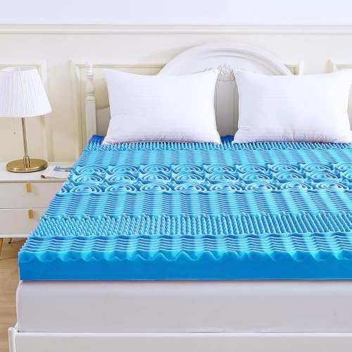 Memory Foam Mattress Topper Single Bed 6cm Thick, Blue – Egg Crate | 7 Zone Pressure Relief Orthopedic (90cm x 190cm Approx)