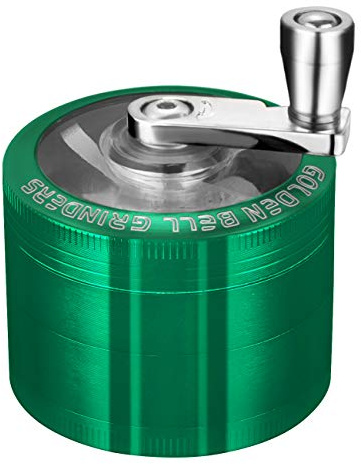 LIHAO 2 Inch Grinder with Hand Cranked Spice Grinder - 4 Layers Zinc Alloy - Green