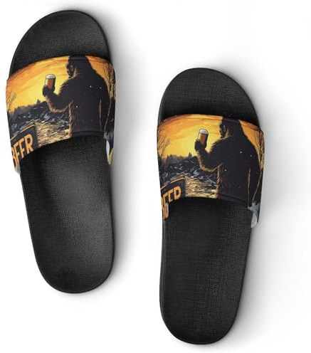 Bigfoot With Beer Sunset Unisex Beach Slippers & Pool Slides Anti-Slip House Shoes for Home Outdoor