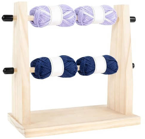 Porta filati – Forniture in legno a doppio strato con cuscinetto antiscivolo | Dispenser porta filati, per lavori a maglia di lana, per lavori a maglia e per la tavola, per Natale e attività