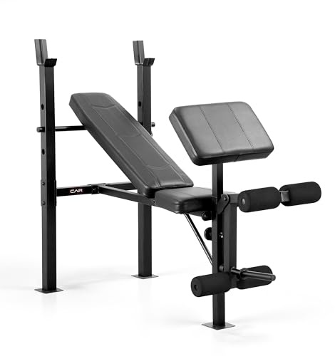CAP Standard Weight Bench with Preacher Pad | Adjustable Bench Press Station with 4 Backrest Positions, Leg Developer, Steel Frame, 500 LB Capacity | Home Gym Strength Training Bench