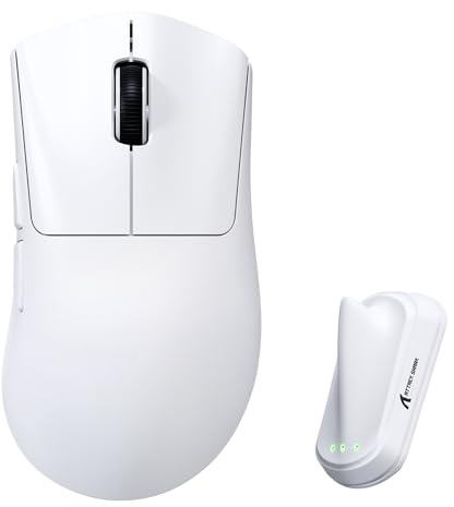 ATTACK SHARK V8 8000Hz Kabellose Gaming-Maus, Nordic 54L15 Chip, PAW3950MAX Sensor, 42000 DPI, 20000 FPS, 59g Ultraleicht, Ergonomisch, BT / 2,4GHz / Kabel, Ice-Coating, PC/Win, Weiß