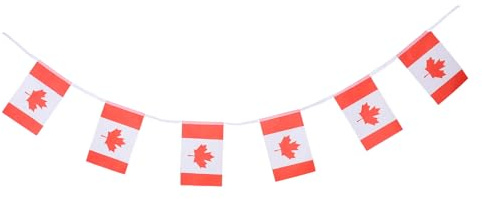 Gatuida Guirlande de Mini Drapeaux Canadiens 4,88 M Fanions Suspendus Rouges et Blancs Décoration Extérieure pour Fête Nationale, Événements Sportifs et Jardin