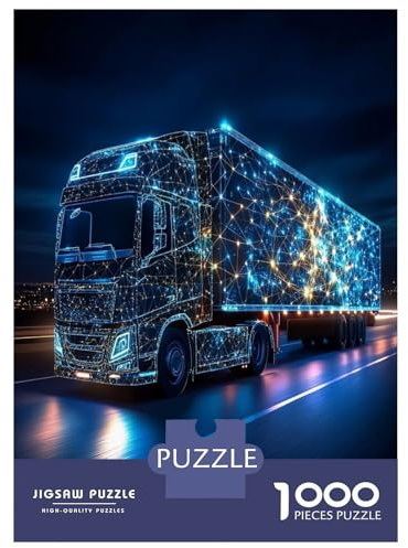 Camión Carretera Nocturna Puzzle de 1000 Piezas Papel para Adultos Luz Nocturna Puzzle para Toda la Familia 70x50cm/1000pcs