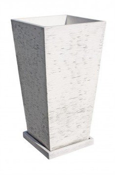 AnaParra Jardinera Cuadrada Alta Moderna en hormigón aligerado para Exterior Celebes 37X37X70cm. Natural Gris