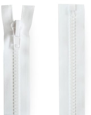 TENDAGGIMANIA Cerniera Lampo Divisibile con Catena 10 MM -Colore BIANCO -Lunghezza 200 CM - Cerniera Lampo Doppio Cursore ANTI CORROSIONE ANTI UV in Nylon ideale per Nautica e Ambienti esterni