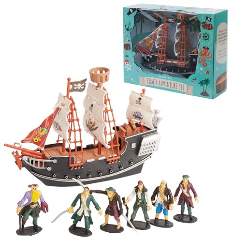 THE TWIDDLERS - Galeone dei Pirati - Nave Pirata con Modellini di Pirati - Può Essere Utilizzata Anche per Riempirla con Bomboniere, Giocattoli e Regali