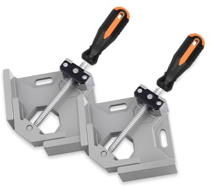 2 Pack Right Angle Clamp - 90 Degree Clamps for Woodworking, Single Handle Aluminium Alloy Corner Clamp with Adjustable Swing Jaw for Welding, Wood Working, Drilling, Crafting Project