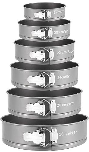 ZOENHOU 6 Pieces Cake Tin Set, 7 8 8.5 9 10 11 Non-Stick Springform Bakeware Tin Set Leakproof Round Baking Cake Mold Cheesecake Pan Tray Set, Removable Bottom