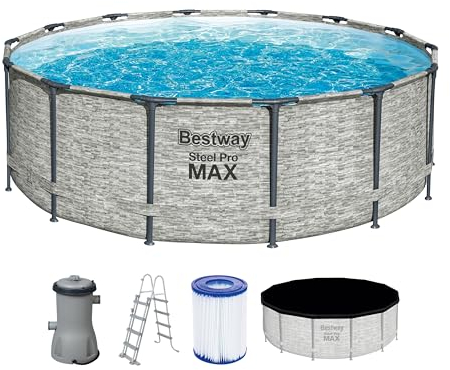 Bestway 5619D-5 Set Piscina Fuori Terra Steel Pro MAX Rotonda da 427x122 cm