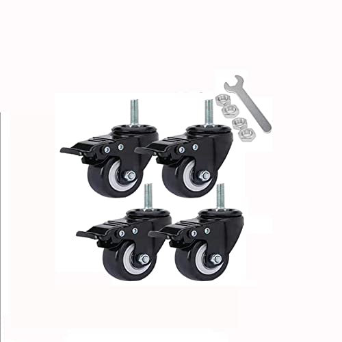 BIRLD Lenkrollen 50mm Gewinderollen Mit Bremse 4er Set Möbelrollen （Schaftdurchmesser 8mm/10mm, Schaftlänge 25mm）für Krippen (Color : 4*with Brake, Size : M10)