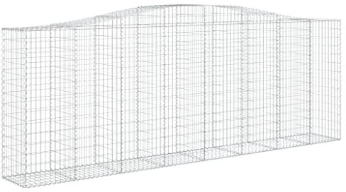 vidaXL Arched Gabion Basket Outdoor Garden Barrier Stone Cage Retaining Wall Gabion Cage Wire Fence 400x50x140/160 cm Galvanised Iron