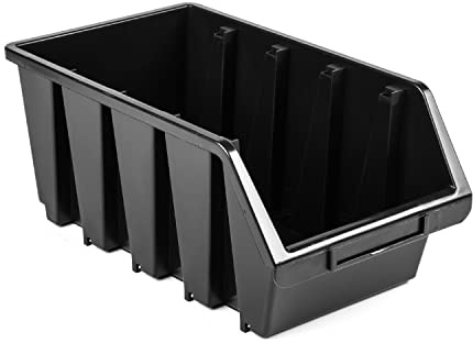 botle 5 Stk Sortierboxen Lagerboxen Stapelbox Werkstatt-Stapelkisten Sichtlagerkasten Box Schwarz 34x20x15,5cm Sortierkasten Kunststoffboxen