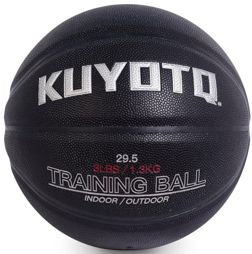 KUYOTQ 3LBS 29.5 Weighted Heavy Basketball Composite in&Outdoor Trainer Basketball for Improving Ball Handling Dribbling Passing and Rebounding Skill (deflated, Size 7)