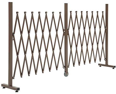 Outsunny Recinzione Estensibile Autoportante, Griglia Flexy Traliccio in Acciaio e Alluminio Pieghevole Salvaspazio, Larghezza 52-405 cm, Marrone scuro