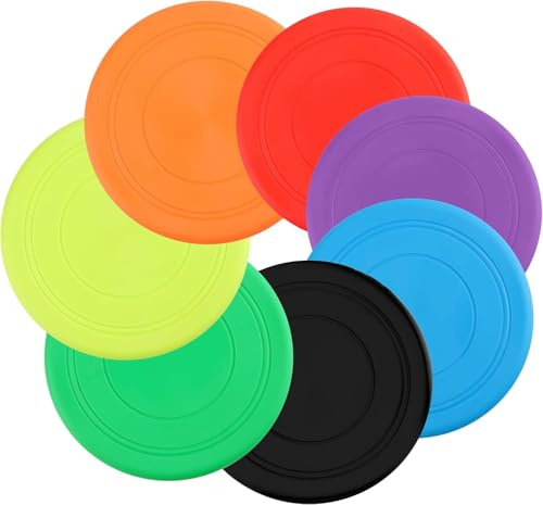 SHSHbuy 7 Piezas Frisbee para Perros,Juguete Indestructible Frisbee Perro Goma,Juguete de Disco Volador para Perro,Lanzar y Jugar 18CM