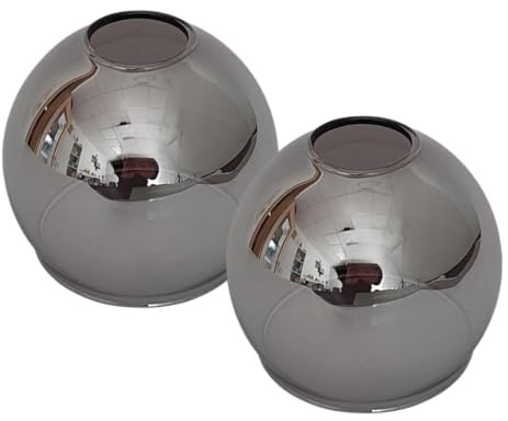 Loxy E14 Lampshade, Glass, Replacement Glass, Shade, Replacement Shade, Lamp Glass for Pendant Lamp, Table Lamp, Floodlight, Light (2 x Smoked Glass)