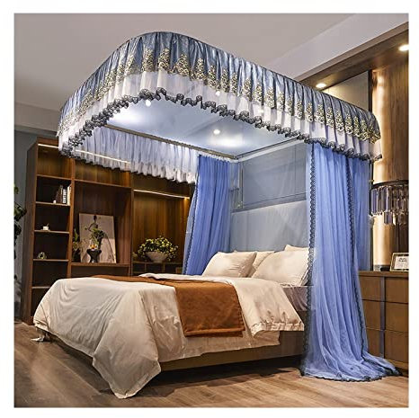 Betthimmel-Moskitonetze für Kinder und Erwachsene, U-Schienen-Schlafzimmer-Betthimmel, dekorative Bettvorhänge für Prinzessinnenzimmer (Größe: 180 x 220 x 00 cm)