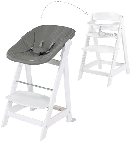 roba barnstol, Born Up Click - komplettset 2 i 1 med tillbehör - för barn från 0 månader - färg vit-grå