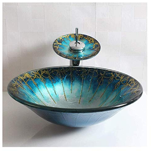 Lavabi da appoggio , Lavandino da appoggio for bagno Lavandino artistico for hotel di lusso Lavandino da appoggio artistico con colori sfumati Lavandino da appoggio a forma di ciotola in vetro tempera