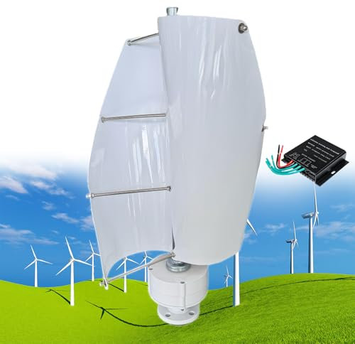 Fablestoryem 12000W Vertical Wind Turbine Generator Kit, 12V/24V/48V 2 Blades Helical Magnetic Levitation Shaft Vertical Wind Turbine with MPPT Controller, Suitable for Home Factory Use,E-12V