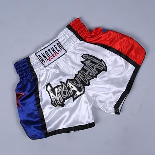 Short de Muay Thai, arts martiaux, lutte, kickboxing, Muay Thai Short de boxe pour homme et femme avec design respirant, parfait pour l'entraînement MMA par Anotherboxer (S, blanc)