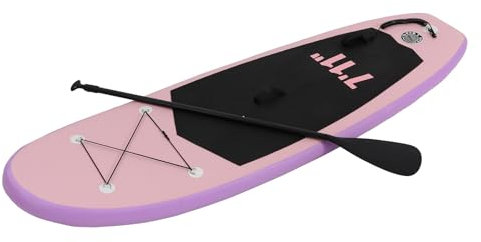 Susoso Aufblasbares Paddle Board, Paddelbrett mit Sicherheitsleine und Pumpe Surfboard mit UV-beständige Beschichtung für meisten Jugendlichen und Erwachsenen 240x76x10cm Rosa